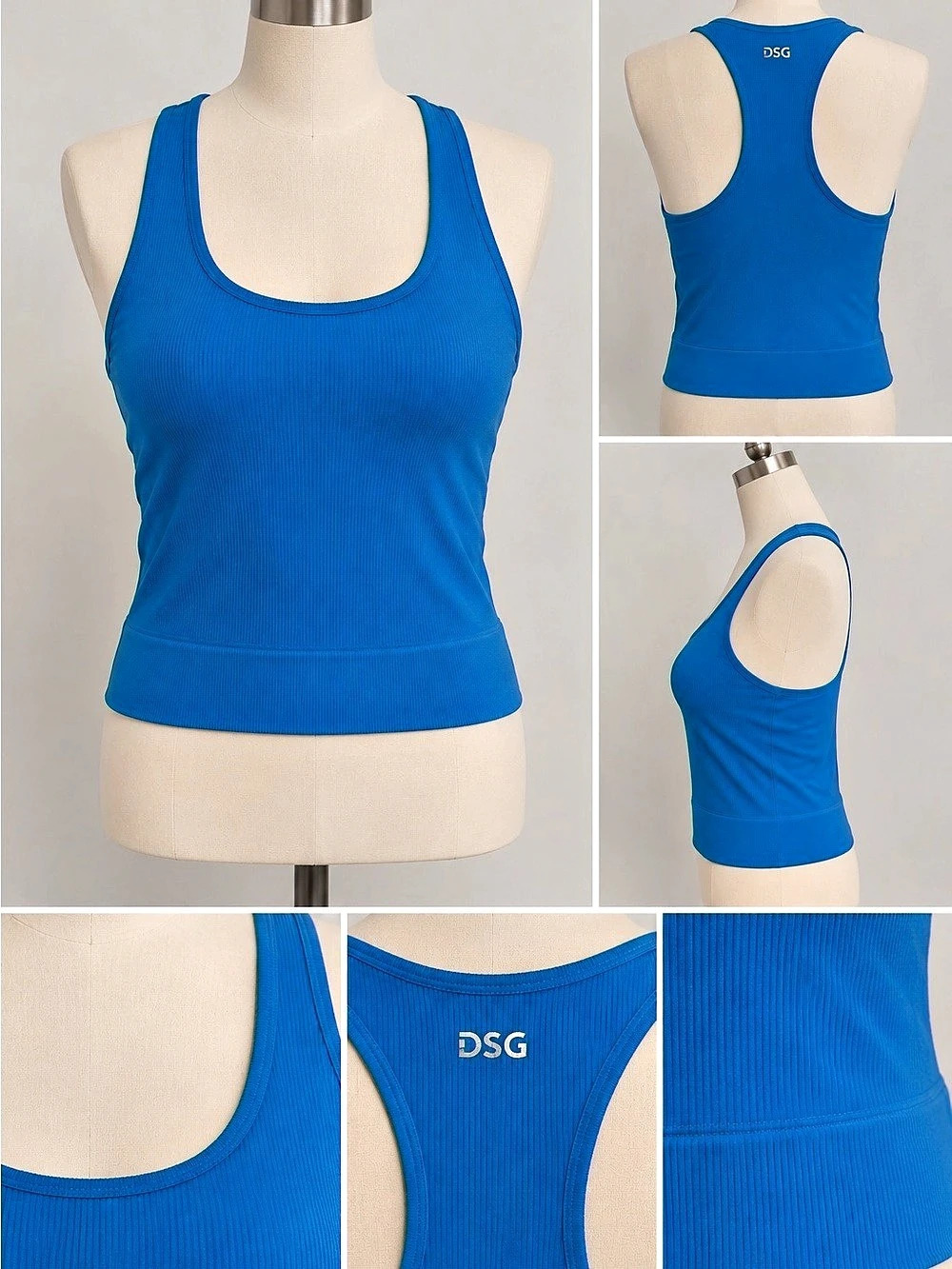 DSG Blue Seamless Racerback Workout Tank Top Size Large